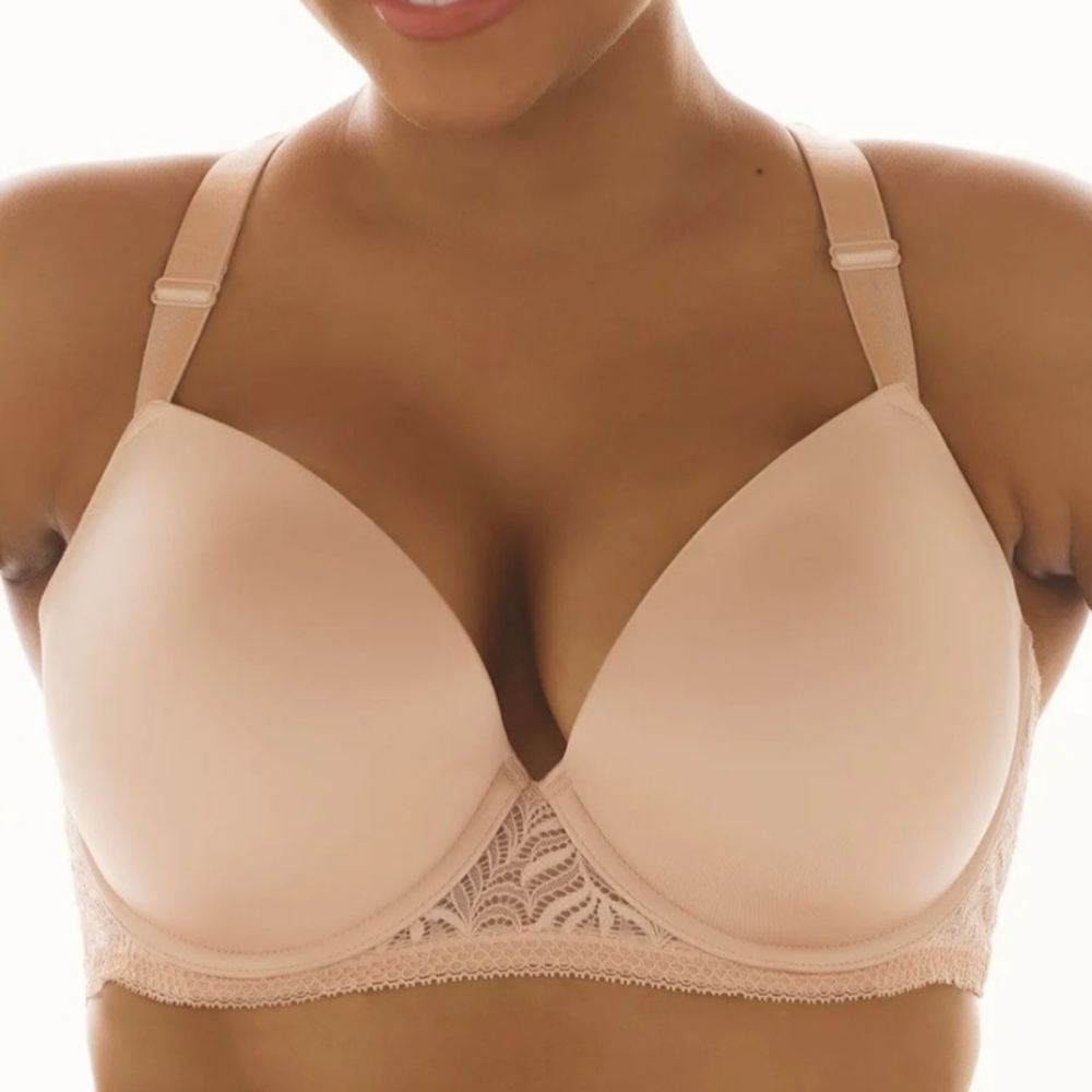 NEW Paramour Womens Carolina Contour Lace T-Back Bra Underwire Buff Beige 38DD